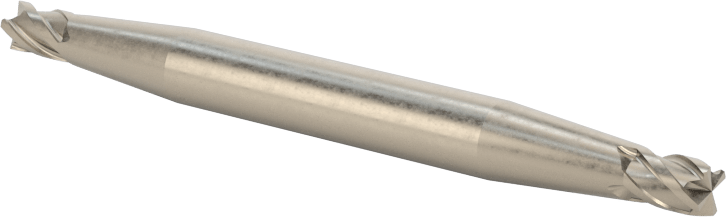 İki Freze Uçlu Kobalt Çelik Kare Uçlu Freze, Kaplamasız, 4 Kanallı, 1/8" Freze Çapı, 3/16" Kesme Uzunluğu