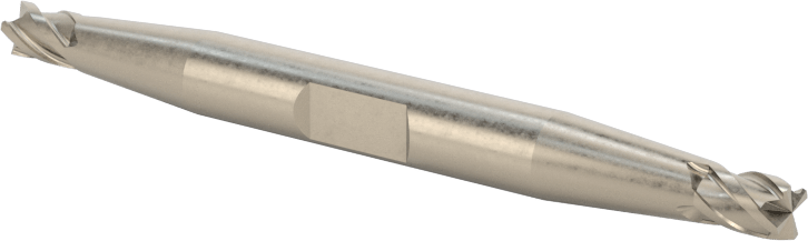 İki Freze Uçlu Kobalt Çelik Kare Uçlu Freze, Kaplamasız, 4 Kanallı, 1/8" Freze Çapı, 3/16" Kesme Uzunluğu