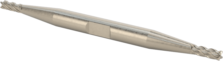 İki Freze Uçlu Kobalt Çelik Kare Uçlu Freze, Kaplamasız, 4 Kanallı, 3/32" Freze Çapı, 2-5/8" Toplam Uzunluk