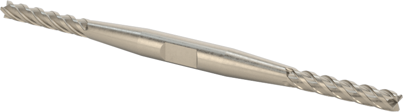 İki Freze Uçlu Kobalt Çelik Kare Uçlu Freze, Kaplamasız, 4 Kanallı, 1/8" Freze Çapı, 3/4" Kesim Uzunluğu