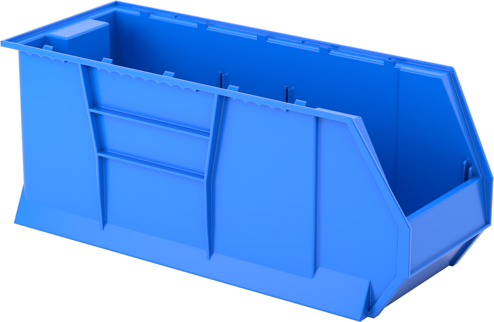 İstiflenebilir Plastik Kutu, 16-1/2“ Genişlik x 41-7/8” Derinlik x 17-1/2" Yükseklik, Mavi