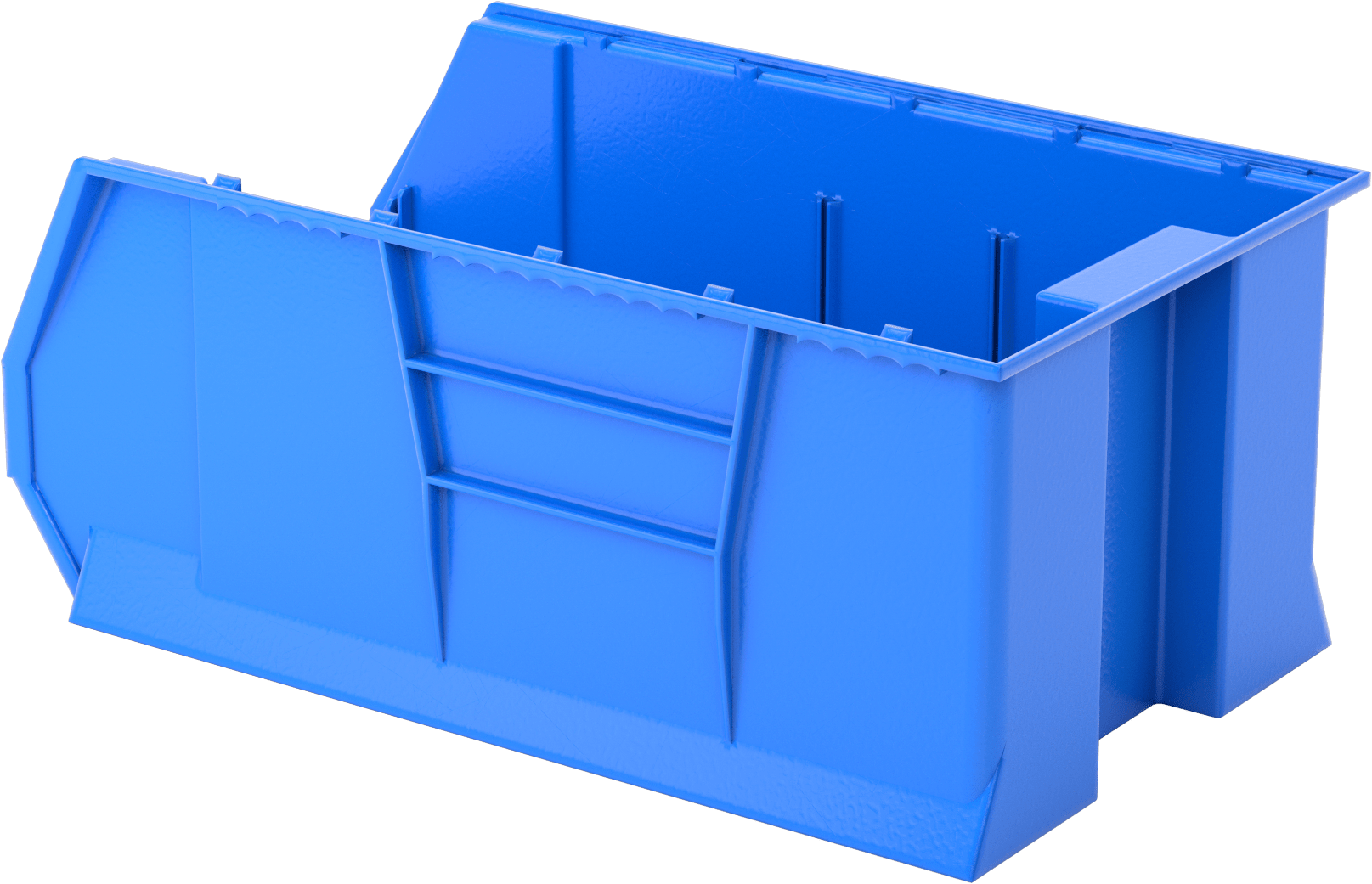 İstiflenebilir Plastik Kutu, 23-7/8“ Genişlik x 41-7/8” Derinlik x 17-1/2" Yükseklik, Mavi