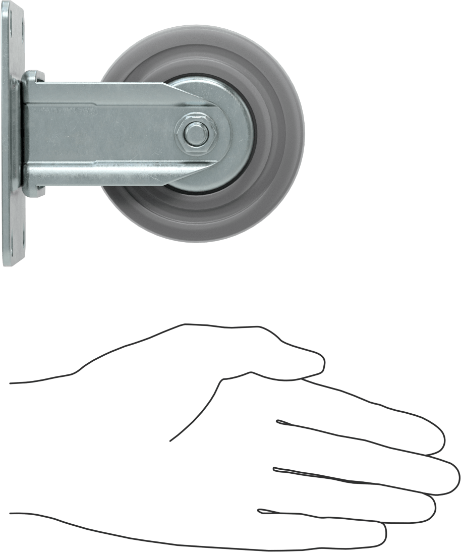 4-1/8“ x 3-1/8” Plakalı Debris-Guard Tekerlek, 3-1/2 inç Çapında Gri Kauçuk Tekerlekli Sert