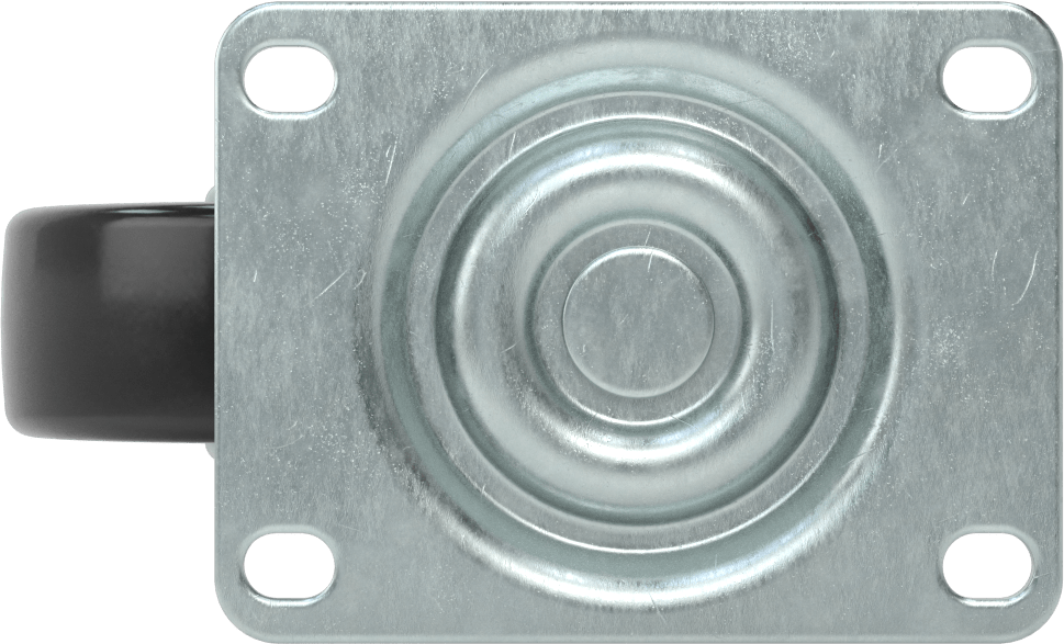 4-1/8“ x 3-1/8” Plakalı Debris-Guard Tekerlek, 4 inç Çapında Siyah Tread-on-Core Kauçuk Tekerlekli Döner Ayak