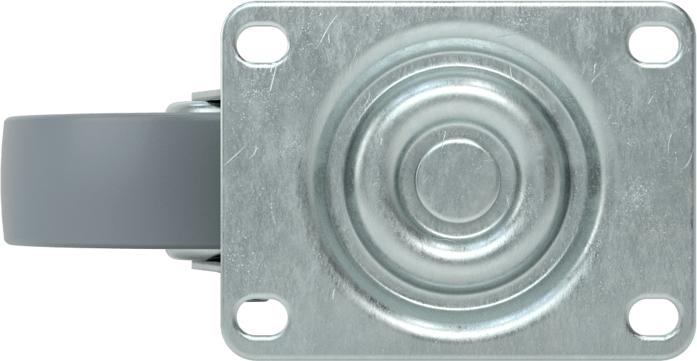 4-1/8“ x 3-1/8” Plakalı Debris-Guard Tekerlek, 5" Çaplı Gri Kauçuk Tekerlekli Döner