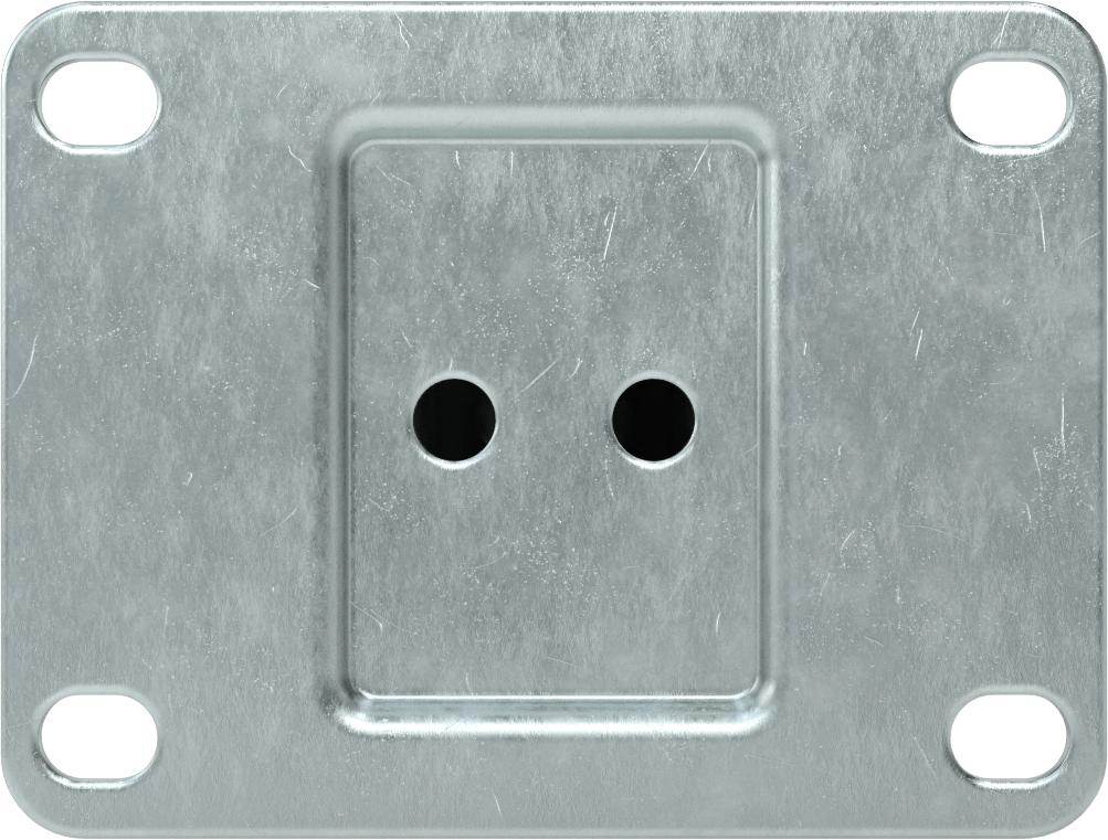 4-1/8“ x 3-1/8” Plakalı Debris-Guard Tekerlek, 4 inç Çapında Siyah Tread-on-Core Kauçuk Tekerlekli Sert
