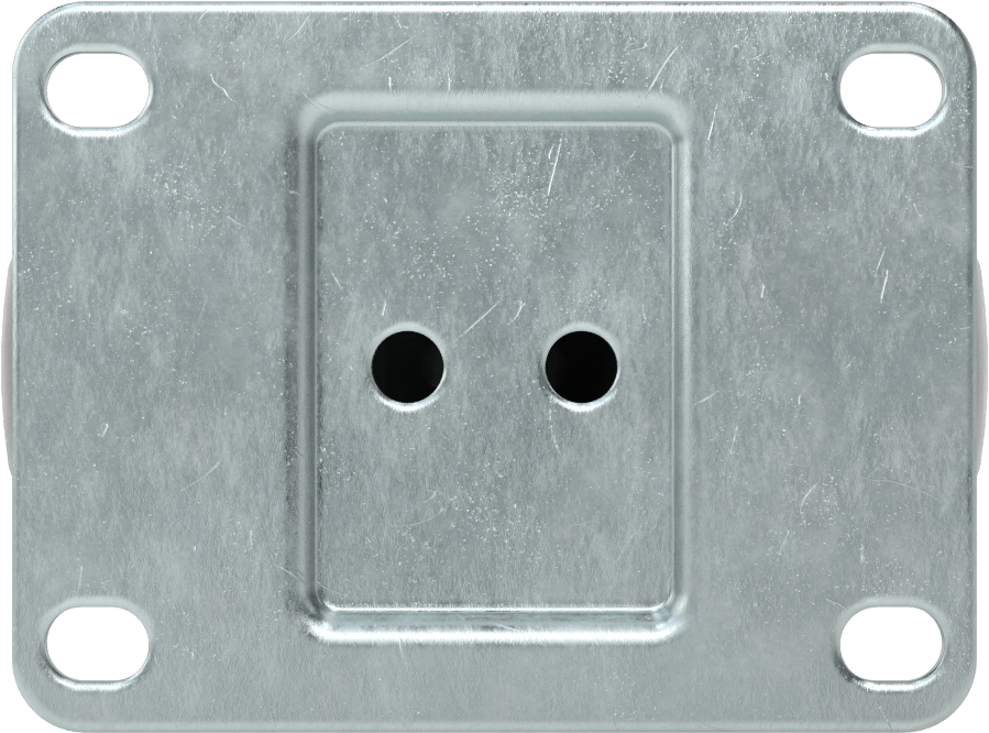 4-1/8“ x 3-1/8” Plakalı Debris-Guard Tekerlek, 5 inç Çapında Siyah Tread-on-Core Kauçuk Tekerlekli Sabit