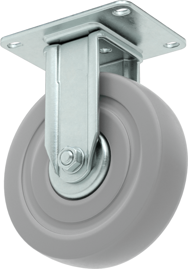 4-1/8“ x 3-1/8” Plakalı Debris-Guard Tekerlek, 5 inç Çapında Gri Kauçuk Tekerlekli Sert
