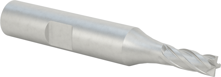 Kobalt Çelik Kare Uçlu Freze, 4 Kanallı, 3/16" Freze Çapı, 2-3/8" Toplam Uzunluk