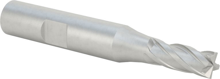 Kobalt Çelik Kare Uçlu Freze, 4 Kanallı, 1/4" Freze Çapı, 2-7/16" Toplam Uzunluk