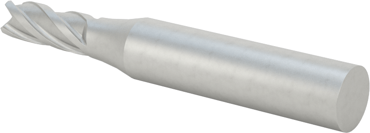 Kobalt Çelik Kare Uçlu Freze, 4 Kanallı, 1/4" Freze Çapı, 2-7/16" Toplam Uzunluk