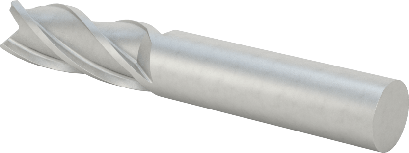 Kobalt Çelik Kare Uçlu Freze, 4 Kanallı, 1/2" Freze Çapı, 3-1/4" Toplam Uzunluk