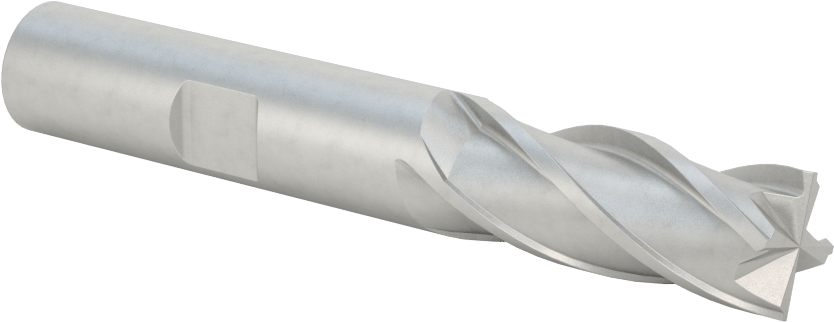 Kobalt Çelik Kare Uçlu Freze, 4 Kanallı, 1/2" Freze Çapı, 3-1/4" Toplam Uzunluk