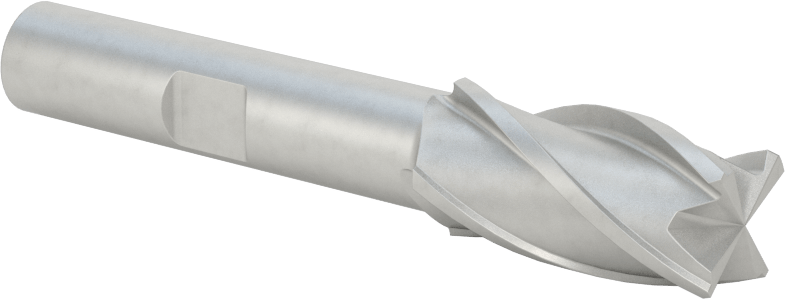 Kobalt Çelik Kare Uçlu Freze, 4 Kanallı, 1/2" Freze Çapı, 2-11/16" Toplam Uzunluk