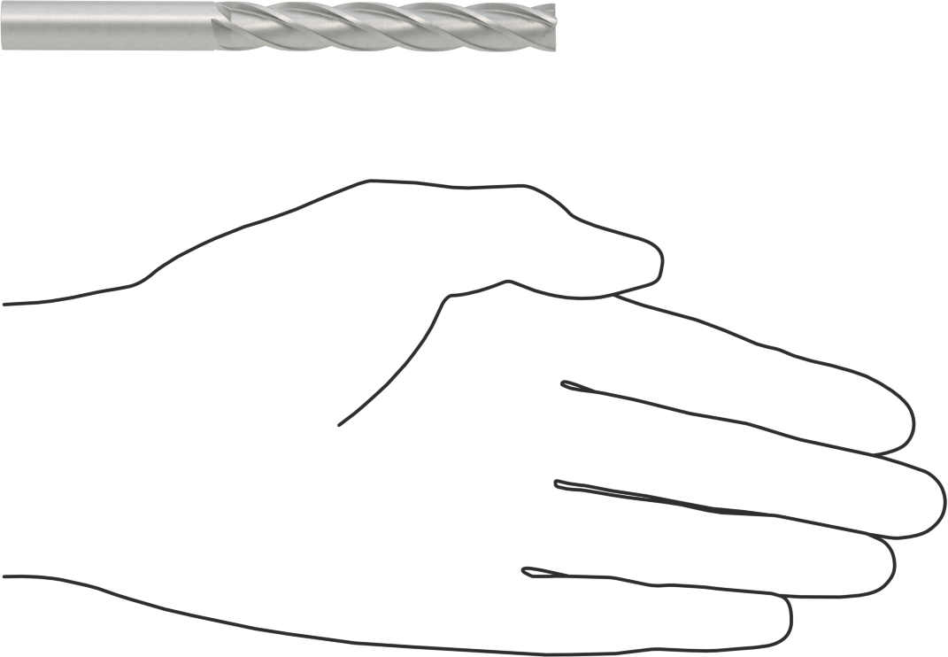 Kobalt Çelik Kare Uçlu Freze, 4 Kanallı, 3/8" Freze Çapı, 4-1/4" Toplam Uzunluk