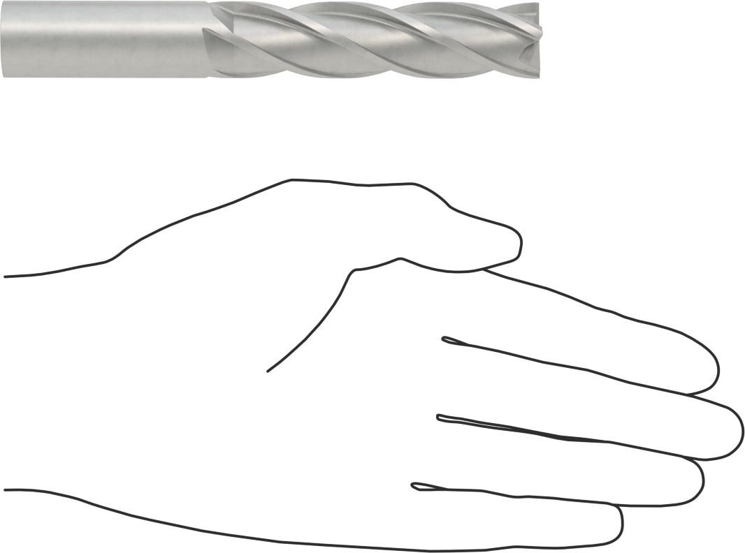 Kobalt Çelik Kare Uçlu Freze, 4 Kanallı, 3/4" Freze Çapı, 5-1/4" Toplam Uzunluk