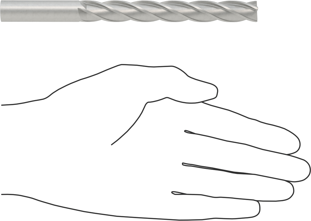 Kobalt Çelik Kare Uçlu Freze, 4 Kanallı, 1/2" Freze Çapı, 6" Toplam Uzunluk