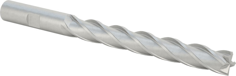 Kobalt Çelik Kare Uçlu Freze, 4 Kanallı, 1/2" Freze Çapı, 6" Toplam Uzunluk