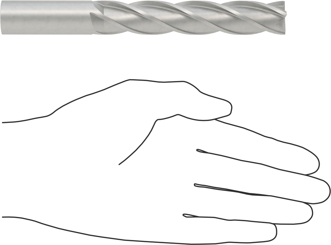 Kobalt Çelik Kare Uçlu Freze, 4 Kanallı, 3/4" Freze Çapı, 6-1/4" Toplam Uzunluk