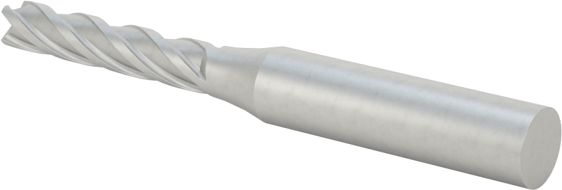 Kobalt Çelik Kare Uçlu Freze, 4 Kanallı, 1/4" Freze Çapı, 3-1/16" Toplam Uzunluk