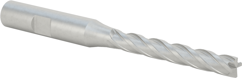 Kobalt Çelik Kare Uçlu Freze, 4 Kanallı, 1/4" Freze Çapı, 3-9/16" Toplam Uzunluk