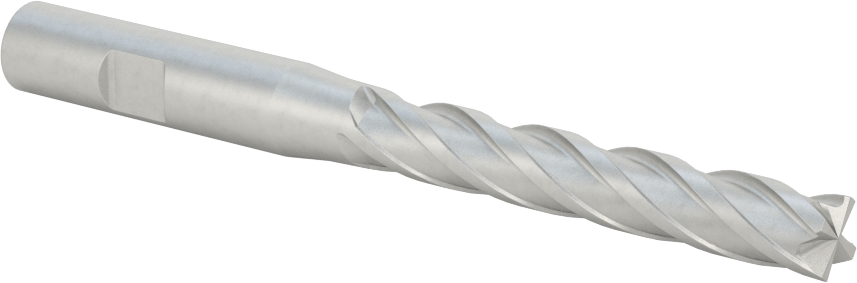 Kobalt Çelik Kare Uçlu Freze, 4 Kanallı, 5/16" Freze Çapı, 3-3/4" Toplam Uzunluk