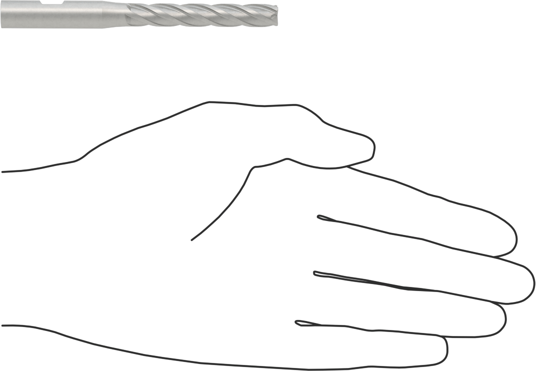 Kobalt Çelik Kare Uçlu Freze, 4 Kanallı, 5/16" Freze Çapı, 3-3/4" Toplam Uzunluk