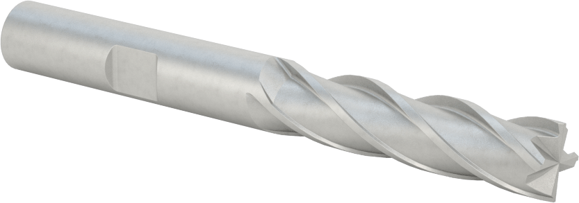 Kobalt Çelik Kare Uçlu Freze, 4 Kanallı, 3/8" Freze Çapı, 3-1/4" Toplam Uzunluk