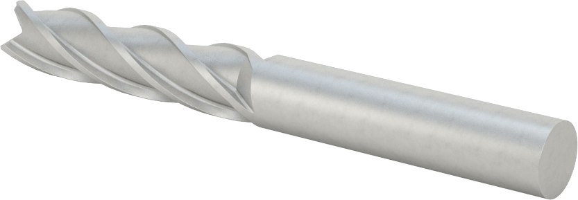 Kobalt Çelik Kare Uçlu Freze, 4 Kanallı, 3/8" Freze Çapı, 3-1/4" Toplam Uzunluk