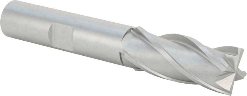 Kobalt Çelik Kare Uçlu Freze, 4 Kanallı, 9/16" Freze Çapı, 3-3/8" Toplam Uzunluk