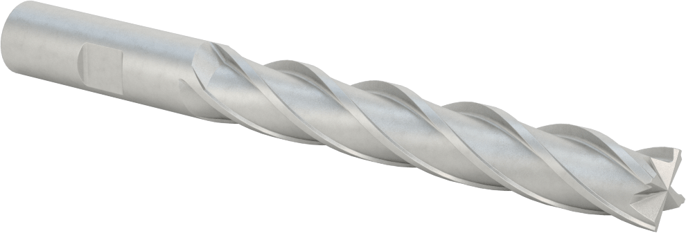 Kobalt Çelik Kare Uçlu Freze, 4 Kanallı, 5/8" Freze Çapı, 6-1/8" Toplam Uzunluk