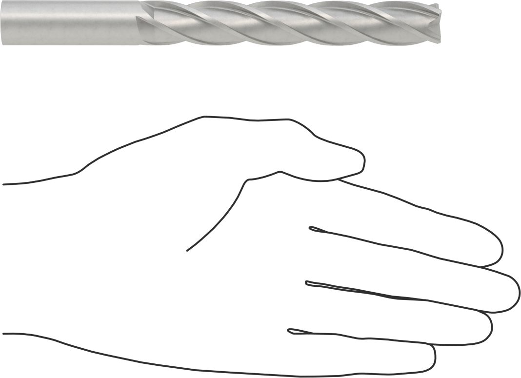 Kobalt Çelik Kare Uçlu Freze, 4 Kanallı, 5/8" Freze Çapı, 6-1/8" Toplam Uzunluk