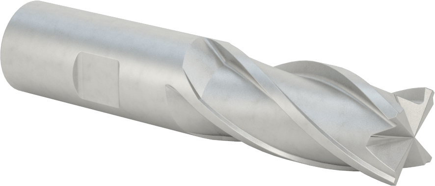 Kobalt Çelik Kare Uçlu Freze, 4 Kanallı, 7/8" Freze Çapı, 4-1/8" Toplam Uzunluk