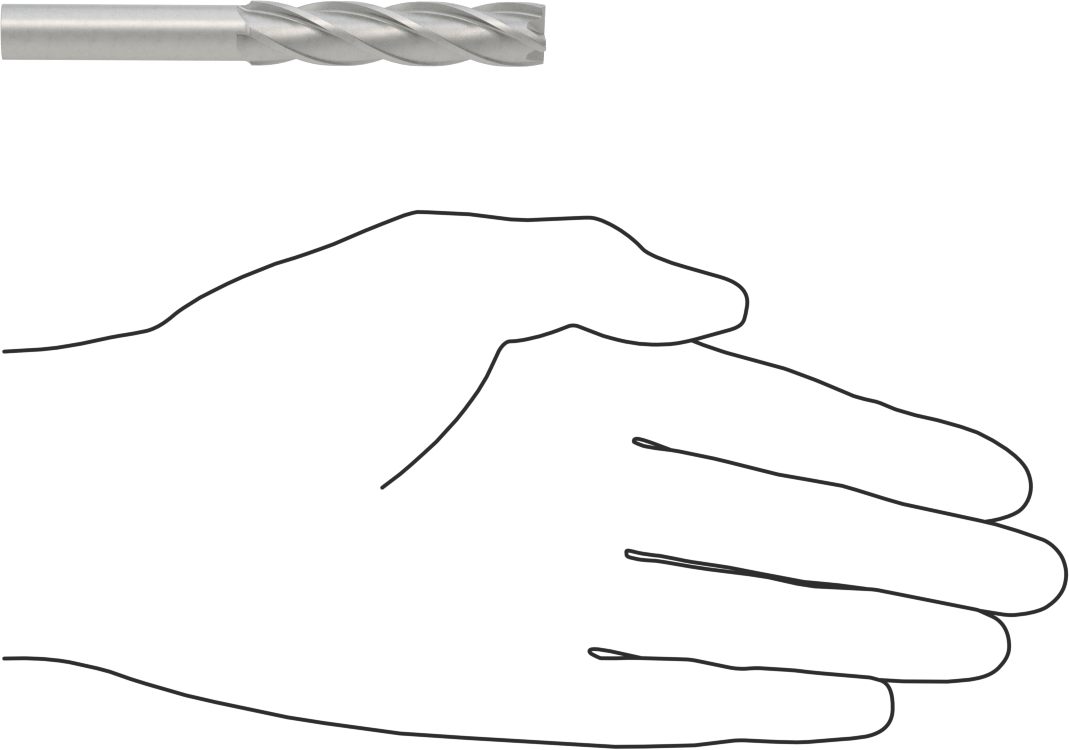 Kobalt Çelik Kare Uçlu Freze, 4 Kanallı, 7/16" Freze Çapı, 3-11/16" Toplam Uzunluk