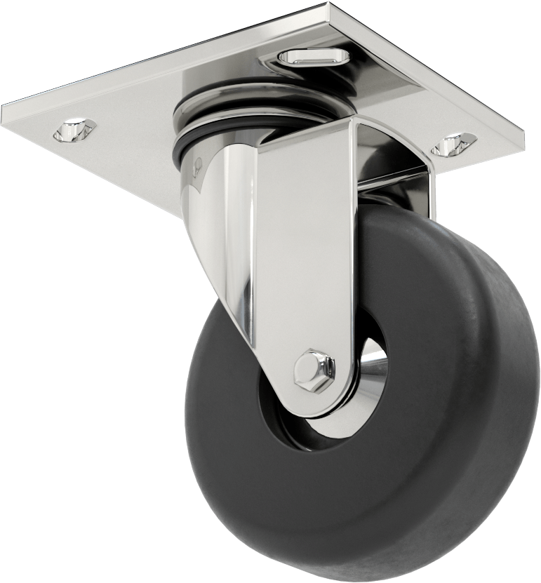 4-1/2“ x 4” Plakalı Parlak Yüzeyli Tekerlek, 4" Çapında Kauçuk Tekerlekli Döner Tekerlek