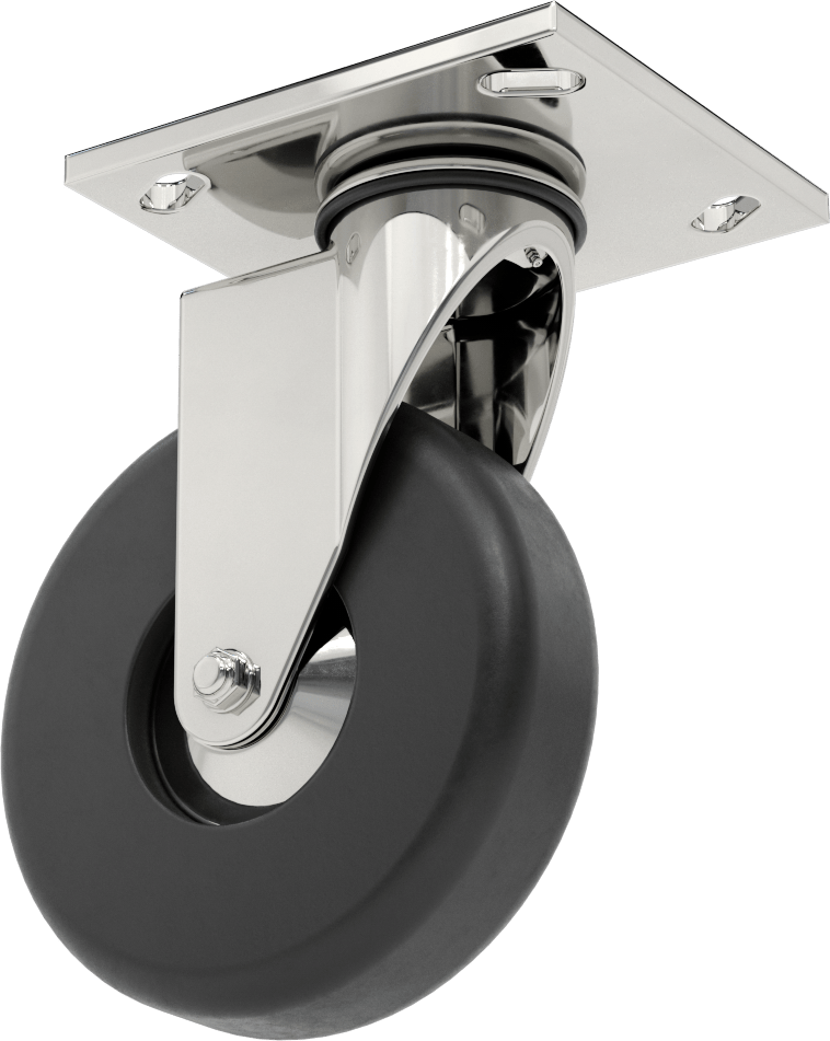 4-1/2“ x 4” Plakalı Parlak Yüzeyli Tekerlek, 5" Çapında Kauçuk Tekerlekli Döner Tekerlek