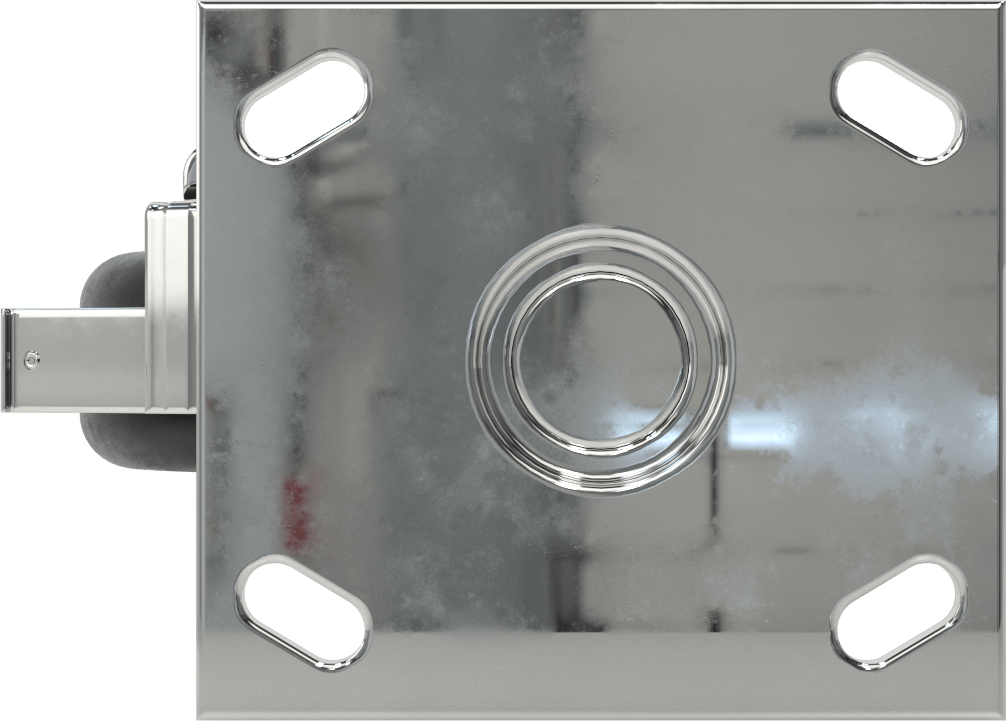 4-1/2“ x 4” Plakalı Parlak Yüzeyli Tekerlek, Frenli ve 4" Çapında Kauçuk Tekerlekli Döner Tekerlek