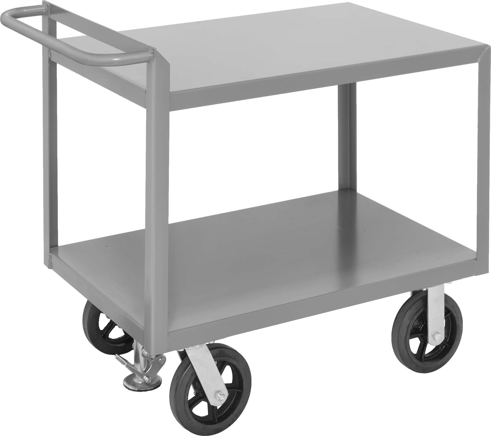 Ofset Saplı ve 2 Raflı Çelik Arabası, 3600 lb. Toplam Kapasite, 60“ x 30” Gömme Raf, Zemin Kilidi