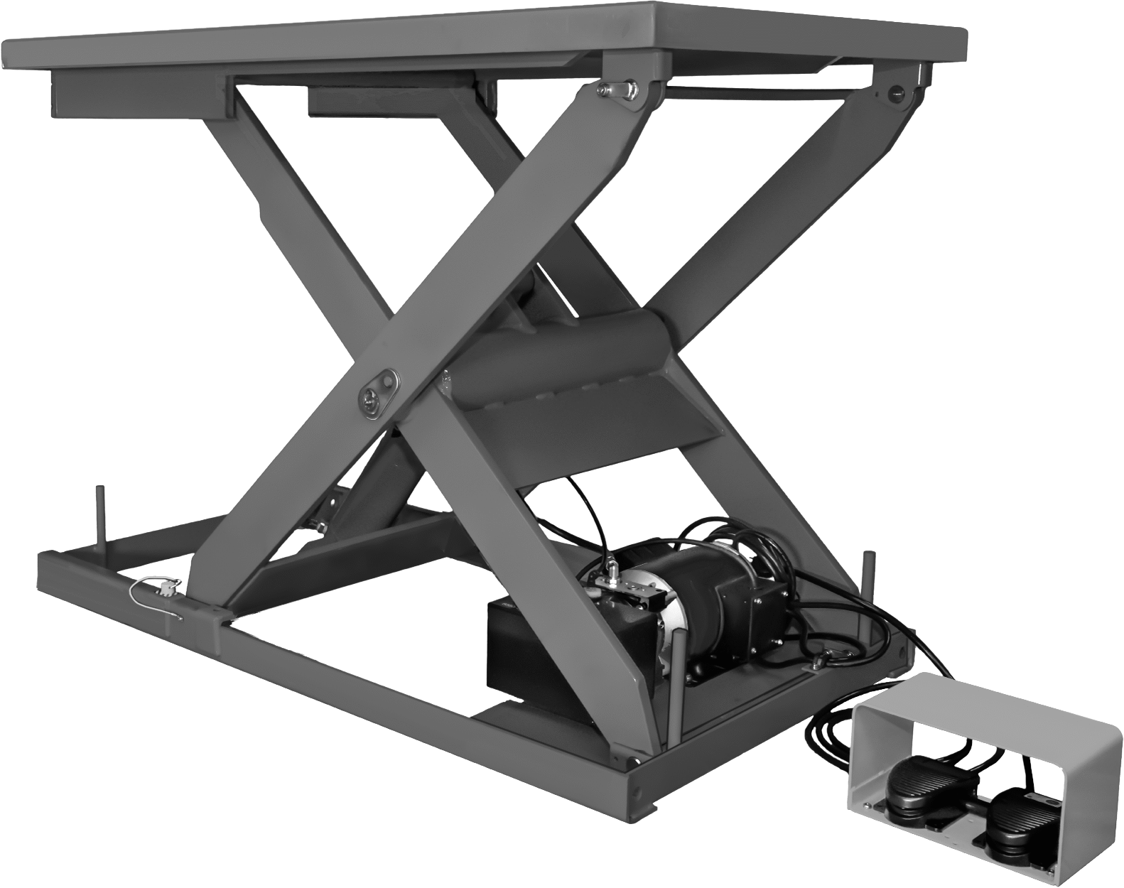Elektrikli Sabit Kaldırma Masası, Ayakla Çalıştırılan, 480 V AC, 6000 lb. Kapasite, 78“ Uzunluk x 40” Genişlik
