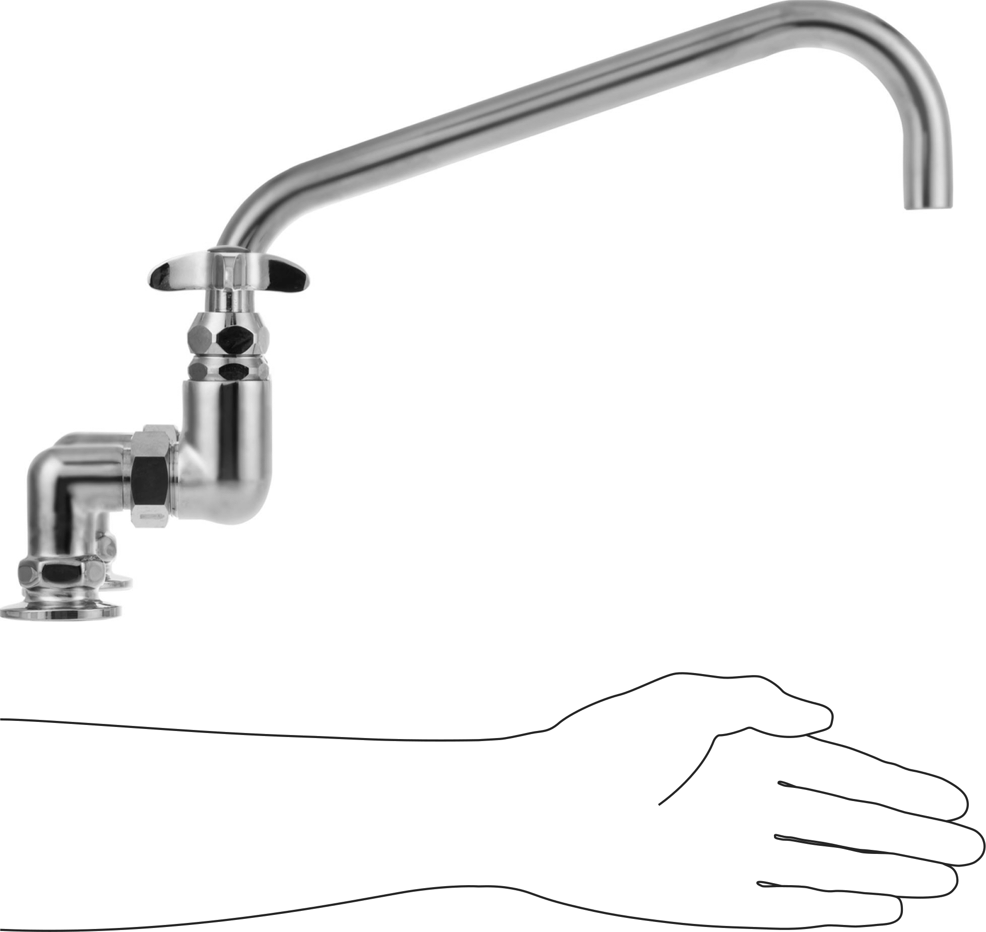 Yüksek Akışlı Lavabo Musluğu, Çift 3/4 NPT Dişi Girişli, 48 gpm, 24" Çıkış Uzunluğu