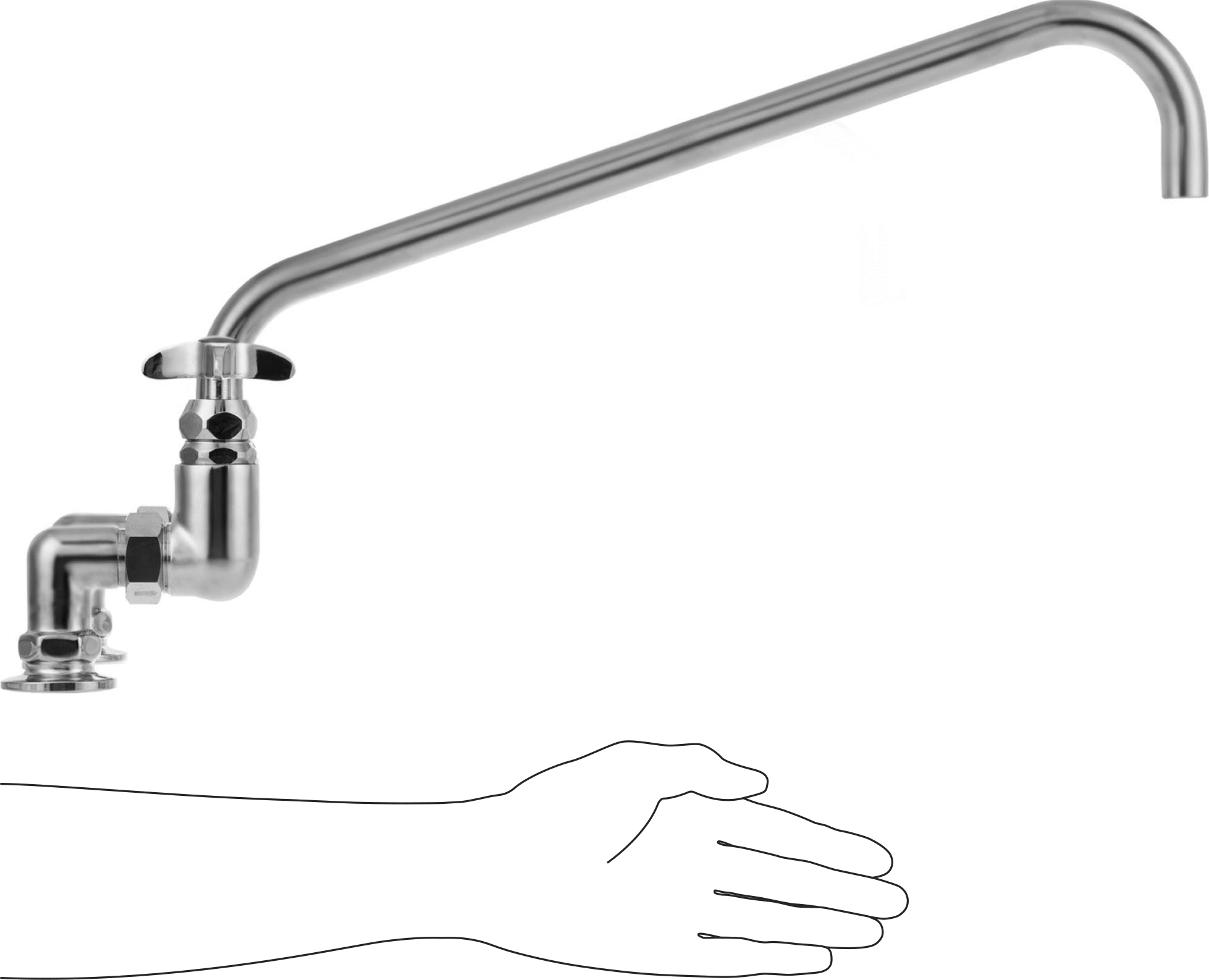 Yüksek Akışlı Lavabo Musluğu, Çift 3/4 NPT Dişi Girişli, 44 gpm, 18 inç Ağızlık Uzunluğu
