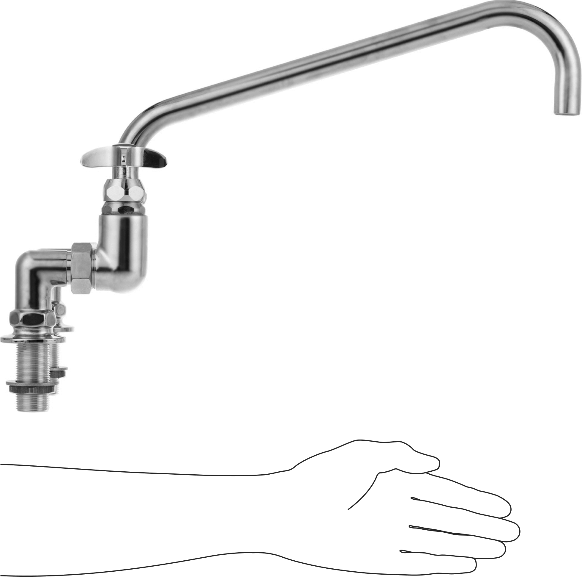 Yüksek Akışlı Lavabo Musluğu, Çift 3/4 NPT Erkek Girişli, 44 gpm, 14 inç Çıkış Uzunluğu