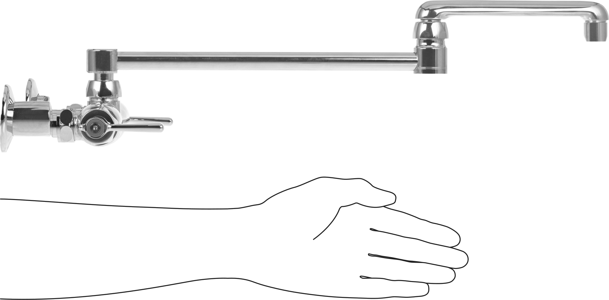 Çift 1/2 NPT Arka Girişli Lavabo Bataryası, 18" Uzunlukta Eklemli Musluklu