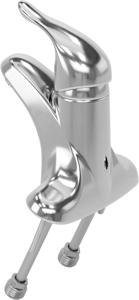 Çift Alt Girişli Pirinç Lavabo Musluğu, 1/2 NPT, Sabit musluk