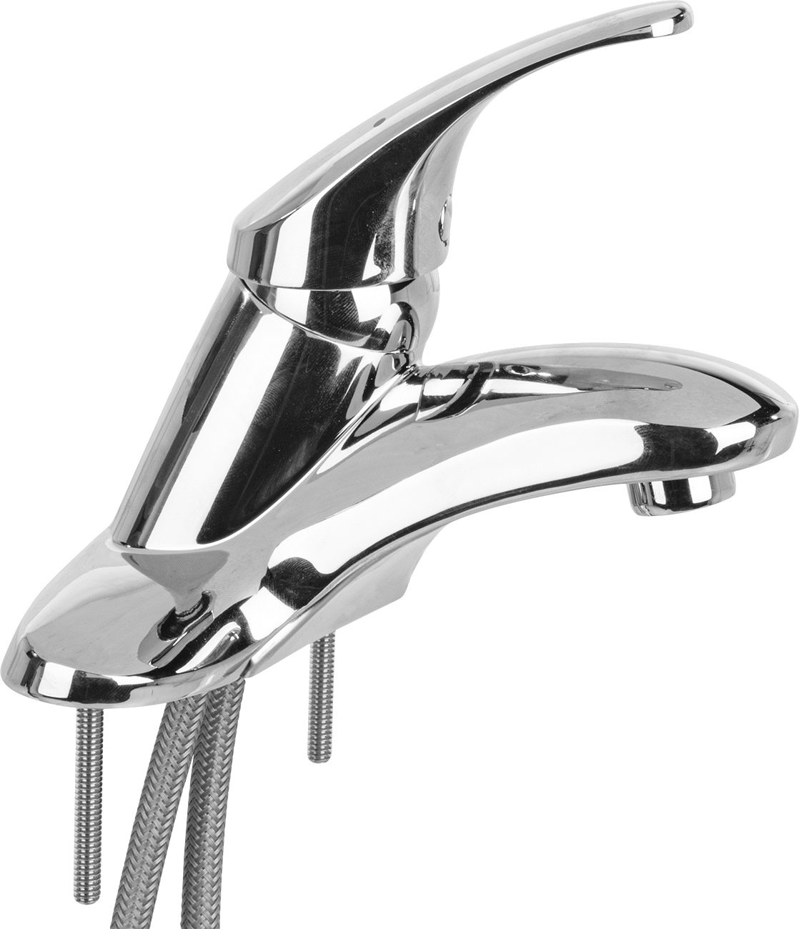 Çift Alt Girişli Pirinç Lavabo Musluğu, 3/8" Boru Dış Çapı için, Sabit Musluk ve İtmeli Açılır Boşaltma