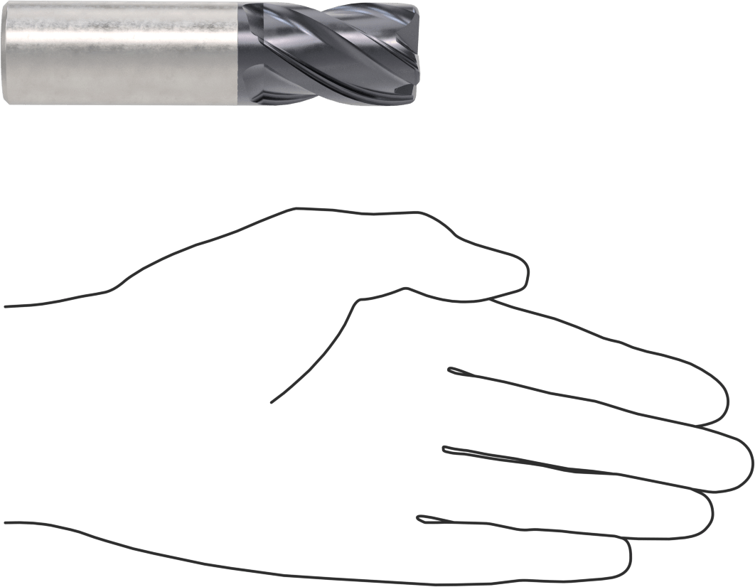 Nikel için Hızlı Kesim Karbür Kare Uçlu Freze, 1" Freze Çapı, 1-1/2" Kesme Uzunluğu