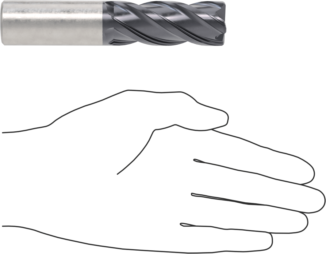 Nikel için Hızlı Kesim Karbür Kare Uçlu Freze, 1" Freze Çapı, 2-1/2" Kesme Uzunluğu