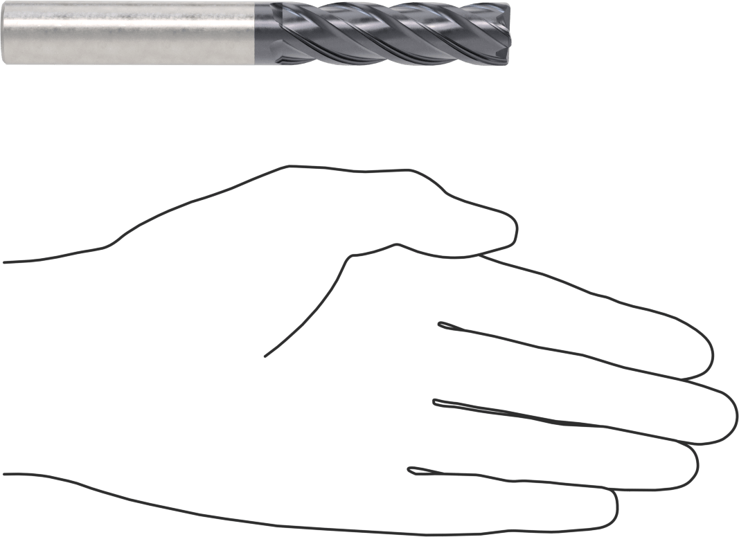 Nikel için Hızlı Kesim Karbür Kare Uçlu Freze, 5/8" Freze Çapı, 2-1/4" Kesme Uzunluğu