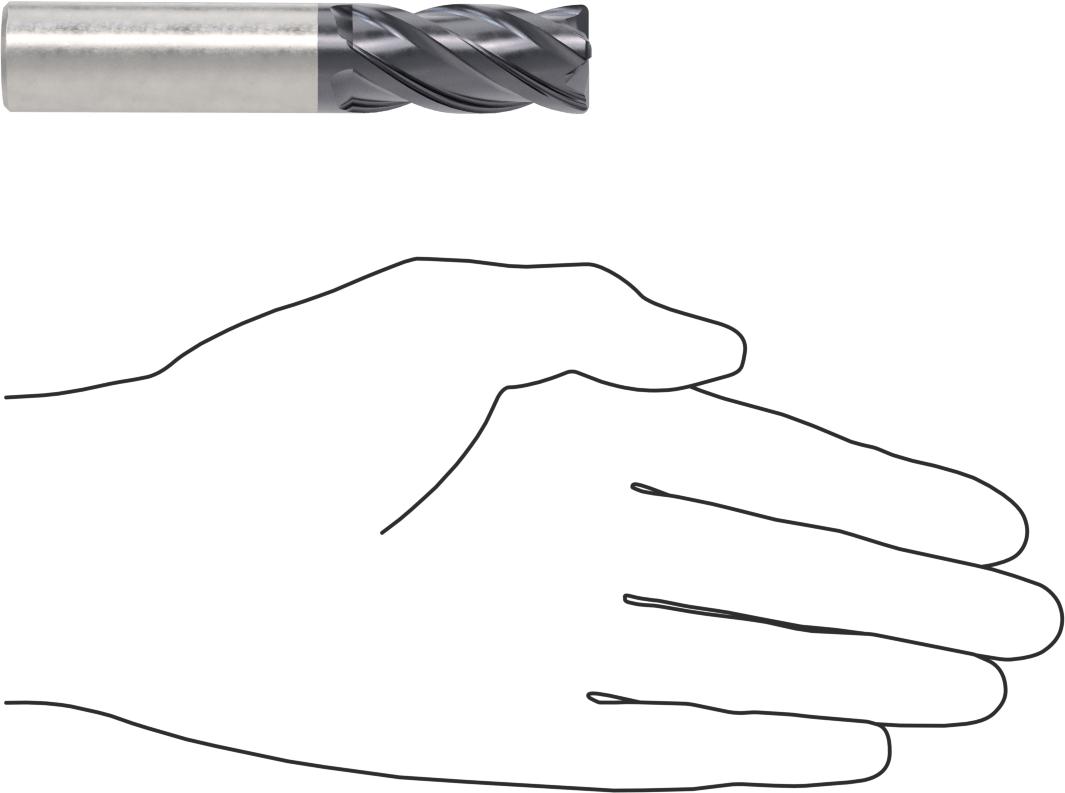 Nikel için Hızlı Kesim Karbür Kare Uçlu Freze, 3/4" Freze Çapı, 1-5/8" Kesme Uzunluğu
