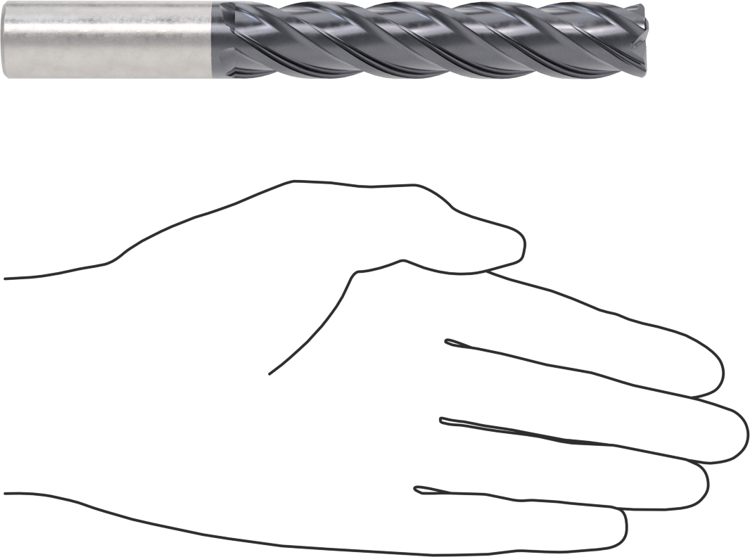 Nikel için Hızlı Kesim Karbür Kare Uçlu Freze, 3/4" Freze Çapı, 4" Kesme Uzunluğu